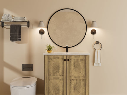 Folding Floor Cabinet With Ceramic Sink, Space Saving