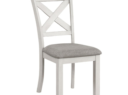 Dining Chairs With Cross Back, Cushion Seat (Set of 2) - White
