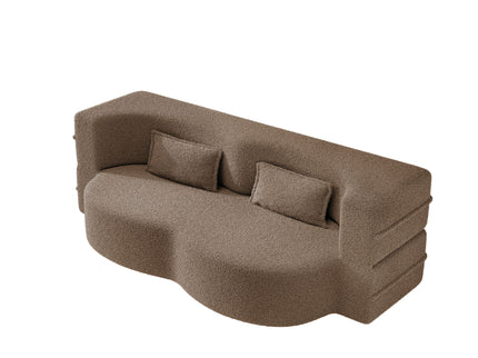 Modern Floor Sleeper Sofa Bed With 2 Pillows, Convertible Twin Size Folding Mattress For Living Room