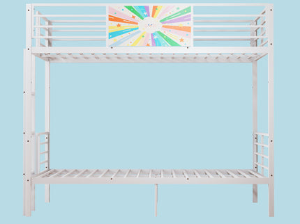 Bunk Bed, Convertible To 2 Separate Twin Size Beds & Full Length Guardrail & Ladder, No Box Spring Needed - White