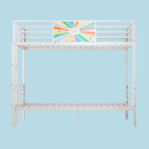 Bunk Bed, Convertible To 2 Separate Twin Size Beds & Full Length Guardrail & Ladder, No Box Spring Needed - White