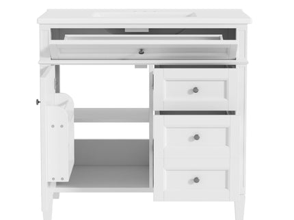Bathroom Vanity With Top Sink, 2 Drawers, Tip Out Drawer