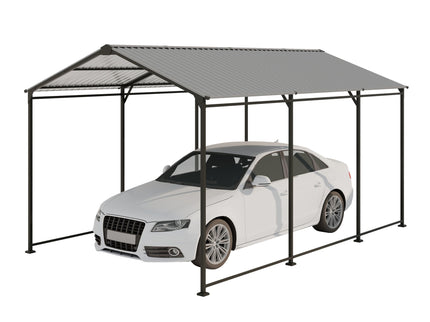 Metal Carport 10 5Ft Heavy Duty With Galvanized Steel Roof Metal Garage Canopy With Galvanized Steel Roof & Frame Car Tent Outdoor Storage Shed - Gray