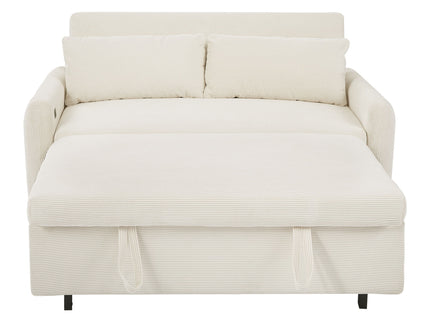 Pull-Out 2 Seat Modern Sleeper Sofa With 2 Throw Pillows And USB Ports