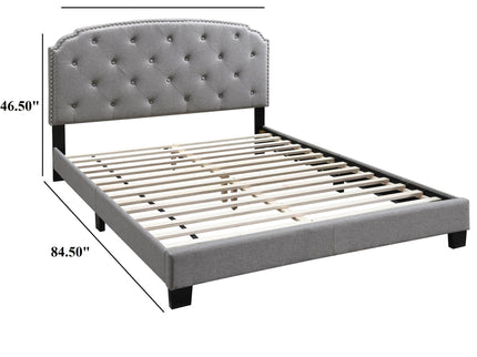 Button Tufted Bed With Nailhead Trim