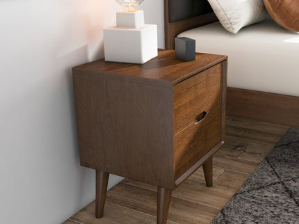 Alexandra - Night Stand With 2 Drawers - Walnut Brown
