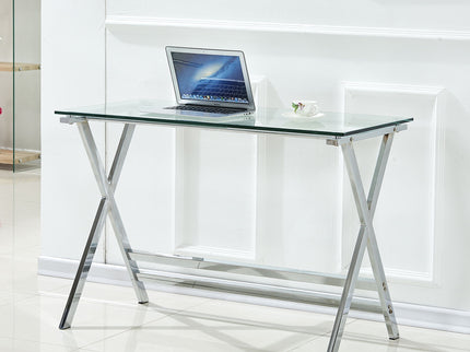Transparent Glass Computer Desk With Rounded Edges, Tempered Glass Laptop Table - Clear