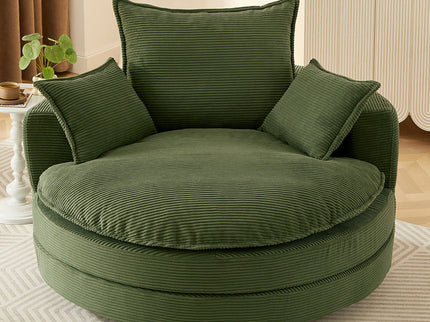 360° Swivel Accent Barrel Chair With Dual Layer Cushion And 3 Removable Pillows