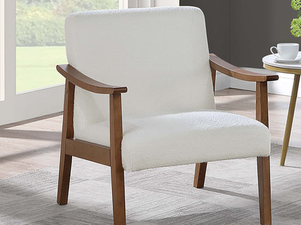 Upholstered Accent Chair With Frame Low Profile Seating For Living Room - White