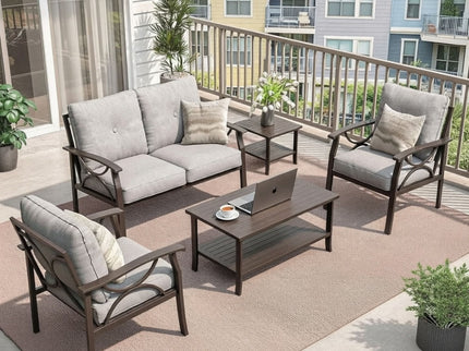 Patio Furniture Set With Coffee Table And Cushions For Backyard