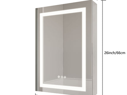 Bathroom Medicine Cabinet With LED Mirror, Anti-Fog, Waterproof, 3000K~6000K Single Door Lighted Bathroom Cabinet With Touch Swich