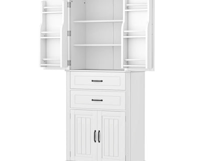 Multi Functional Storage Cabinet With Adjustable Shelves, 2 Drawers, Door Shelves