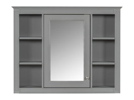Wall Mounted Medicine Cabinet With Mirror, Storage Cabinet Featuring 6 Open Shelves And Adjustable Interior