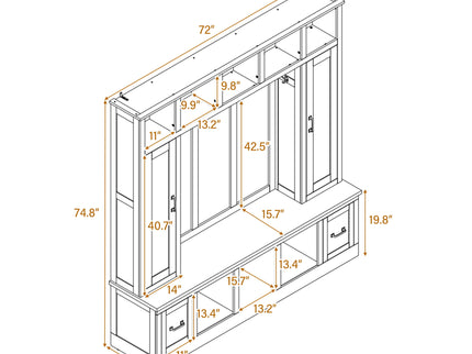 Hall Tree With Storage Bench, Entryway Coat Rack With Hooks