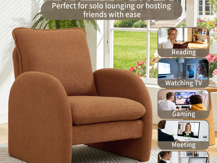 Modern Sherpa Upholstered Accent Chair, Comfortable Living Room Armchair, Lounge Chair For Bedroom, And Office