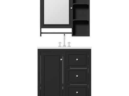 Bathroom Vanity With Sink, Modern Elegant Bathroom Storage Cabinet With 3 Drawers And Adjustable Shelves, Freestanding Vanity Set With Mirror Cabinet, Single Sink Bathroom Vanity