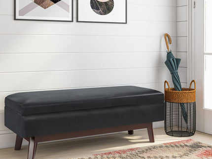 Owen - Rectangular Storage Ottoman - Midnight Black