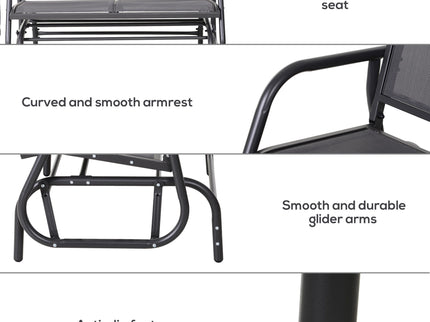 Outsunny - 2 Person Outdoor Glider Bench, Patio Double Swing Rocking Chair Loveseat With Powder Coated Steel Frame For Backyard Garden Porch - Gray