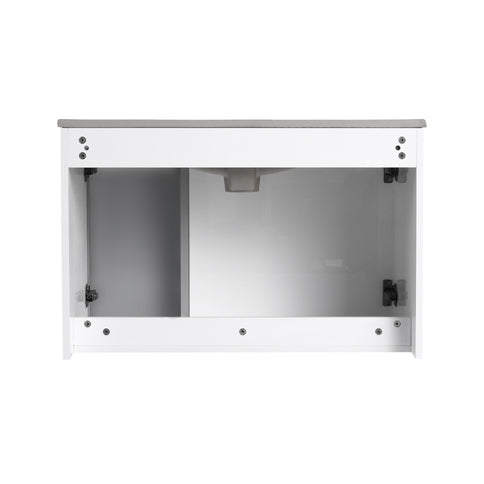 Wall Mounted Bathroom Vanity With Sink, 2 Soft Close Doors, Cabinet & Half Door