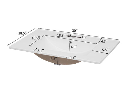 Bathroom Vanity With Sink, Rectangular Storage Cabinet With 2 Soft Closing Doors