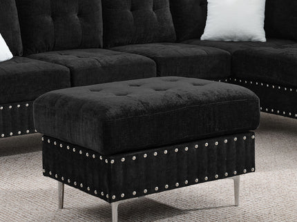 L-Shaped Sectional Sofa With Chaise And Storage Ottoman, Includes 2 Pillows