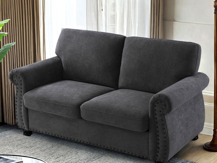 Soft Loveseat, Upholstered 2 Seater Couch, Loose Back Cushions And Turned Legs