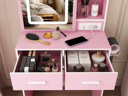 Small Makeup Vanity Desk With Adjustable LED Lights
