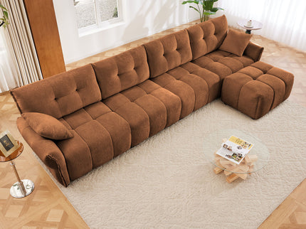 Sofa Set With Ottoman And Pillows, Textured, High Resilience Cushions