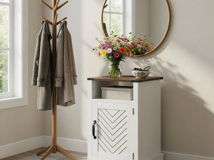 Farmhouse Nightstand With Charging Station & Storage