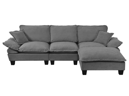 Modular Sectional Sofa With Movable Ottoman & Pillows