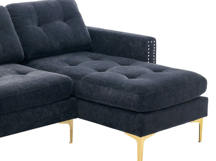 Modern L - Shape Convertible Sectional Sofa With Movable Ottoman