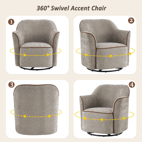 360° Swivel Accent Chair With Flared Arms