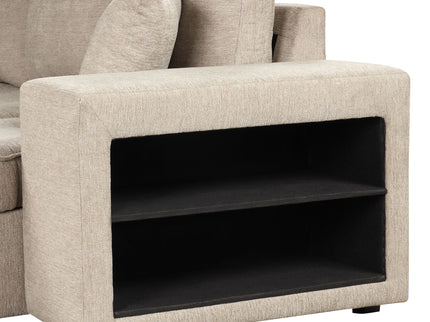 Modern L-Shape 3 Seat Reversible Sectional Couch, Pull Out Sleeper Sofa With Storage Chaise And 2 Stools For Living Room Furniture Set