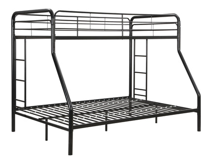 Modern Twin Over Full Metal Bunk Bed With Trundle And Dual Side Ladder And Metal Design - Black / Brown