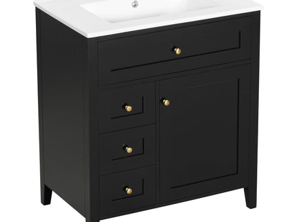 Modern Bathroom Vanity With Sink, 3 Drawers And Adjustable Shelf