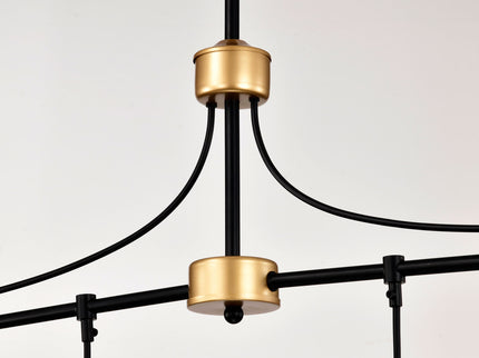 Dining Room Light Fixture / Chandelier Table, 40 -" Hanging For Farmhouse Linear Chandeliers, 5 Light Kitchen Island Lighting Ceiling Chandelier, With Metal Lampshade - Gold / Matte Black