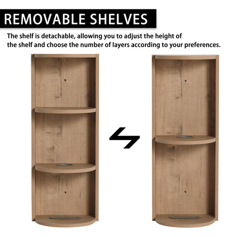 Modern Wall Mounted Bathroom Vanity With Sink And Storage Rack Soft Close Doors Plywood - Imitative Oak