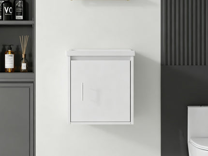 20" Floating Bathroom Vanity Combo With Wall Cabinet, Ceramic Sink & Soft Close Doors - White
