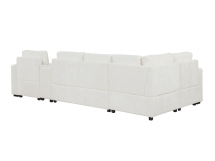 Modular L-Shaped Sectional Sofa Bed With Pull-Out Sleeper, Cup Holders, And Storage