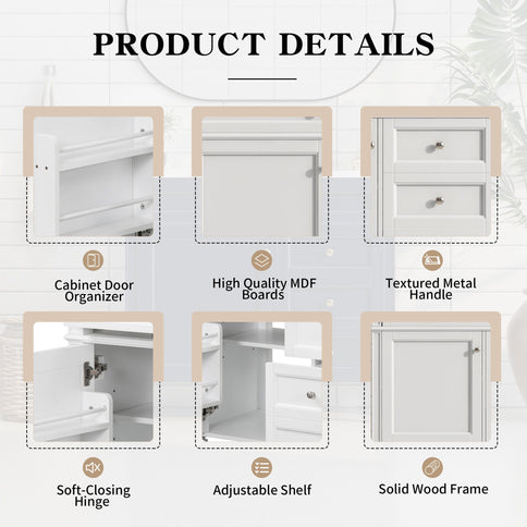 Bathroom Vanity & Top Sink, Modern Bathroom Storage Cabinet With 2 Drawers And A Tip-Out Drawer