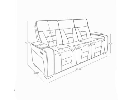 Austin - 3 Piece Reclining Sofa And Loveseat With Storage Arms - Gray