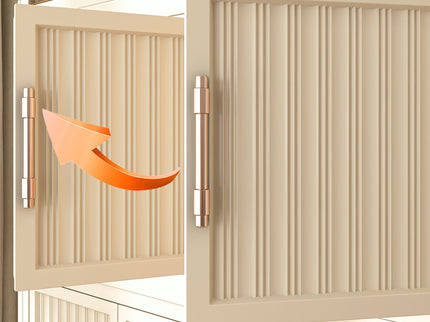 Portable Wardrobe Closet Storage Organizer With 17 Magnetic Doors, 17 Cubes, Hanging Rod & 6 Hangers - Creamy White