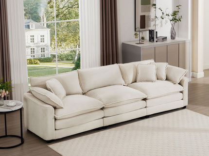 Mid-Century Modern 3 Seater Sectional Sofa With Arm And Throw Pillows