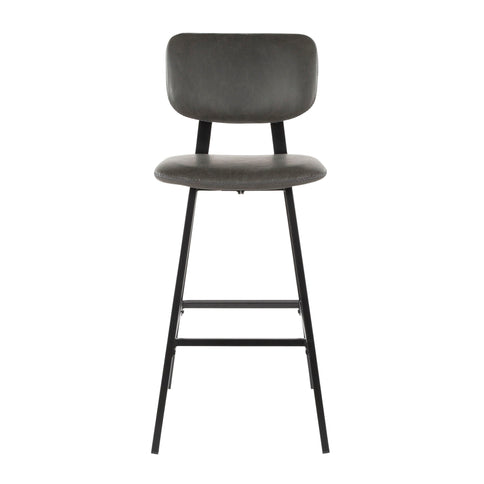 Foundry - Contemporary Barstool Zig Zag Stitching (Set of 2) - Black / Gray