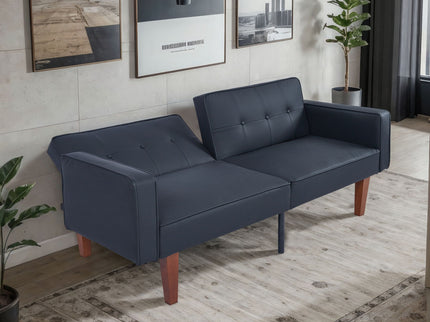 Convertible Futon Sofa Bed With Adjustable Split Back, Twin Size Sleeper Couch - Black