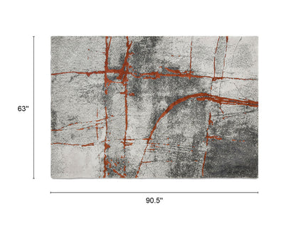 Quarry - 5' X 6.5' Abstract Area Rug - Gray / Orange