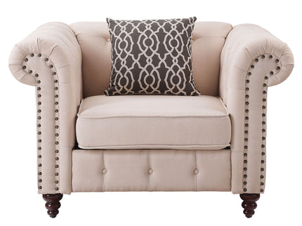 Aurelia - Linen Chair With Pillow - Beige