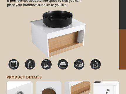 Floating Bathroom Vanity With Glossy Round Vessel Sink