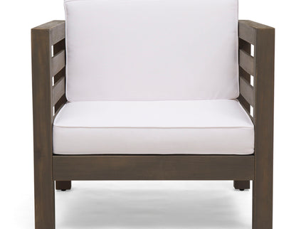 Outdoor Acacia Wood Patio Chair With Fabric Cushion