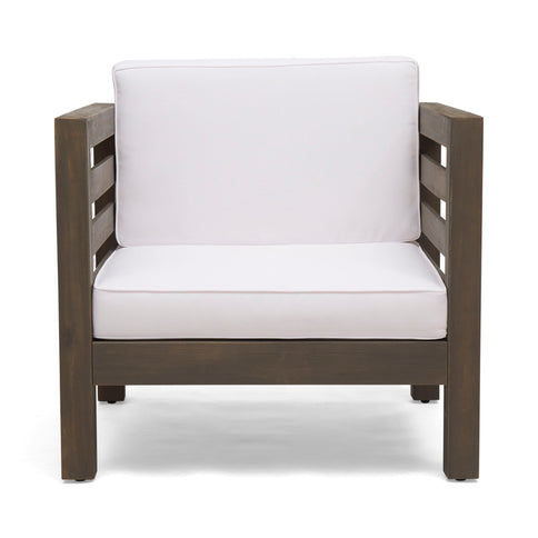 Outdoor Acacia Wood Patio Chair With Fabric Cushion